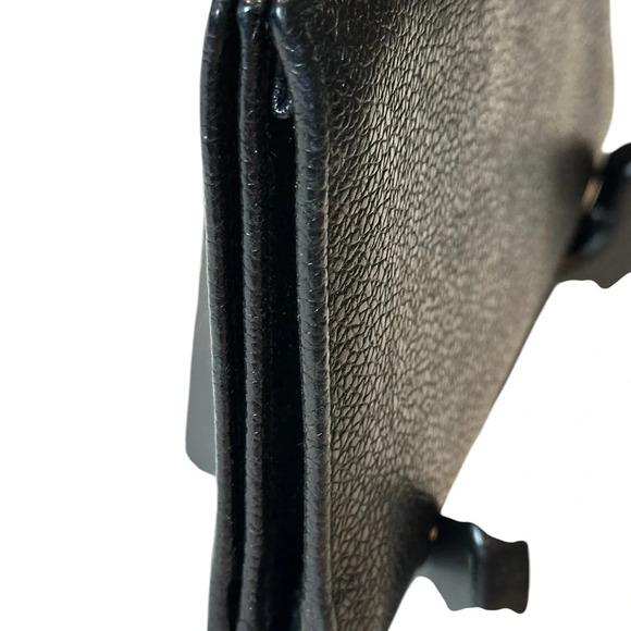 Black Leather Wallet with gold Accent and Minimalist Design pebbled leather - Picture 4 of 15